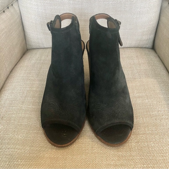 Lucky Brand Black Suede Open Toe Bootie Size 7.5 - Picture 2 of 11